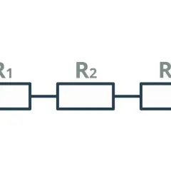 Schemat obwodu elektrycznego: trzy rezystory R1, R2, R3 połączone szeregowo.