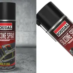 Smar silikonowy Soudal w sprayu, wielozastosowaniowy, idealny do konserwacji i ochrony.
