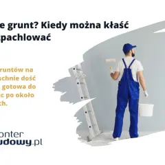 Budowlaniec z wałkiem i wiadrem czeka, aż grunt wyschnie. Ile schnie gładź? Zwykle 4-6 godzin.