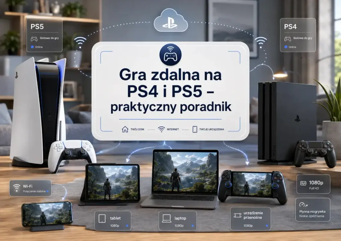 Graj na PS4 i PS5 zdalnie na tablecie, laptopie lub urządzeniu przenośnym. Stabilne połączenie Wi-Fi zapewnia płynną rozgrywkę.