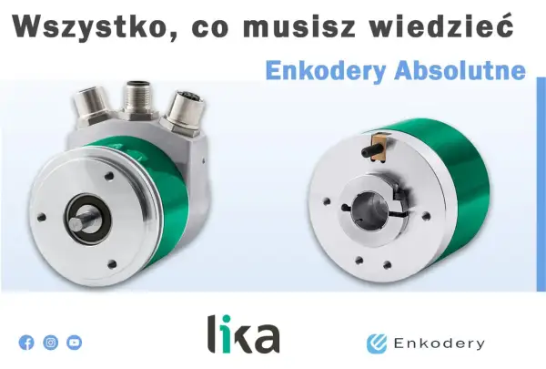 Dwa enkodery absolutne, jeden z trzema złączami, drugi z wałem. Porównanie enkoderów absolutnych a inkrementalnych.