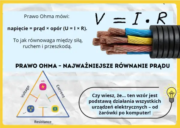 Prawo Ohma: napięcie = prąd × opór. To jak równowaga między siłą, ruchem i przeszkodą, klucz do zrozumienia oporu fizyka w elektryczności.